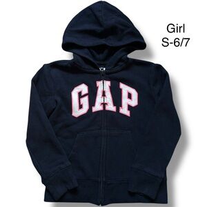 Girl’s Gap Navy Blue Fleece Lined Zip Up Hoodie Size S 6-7.